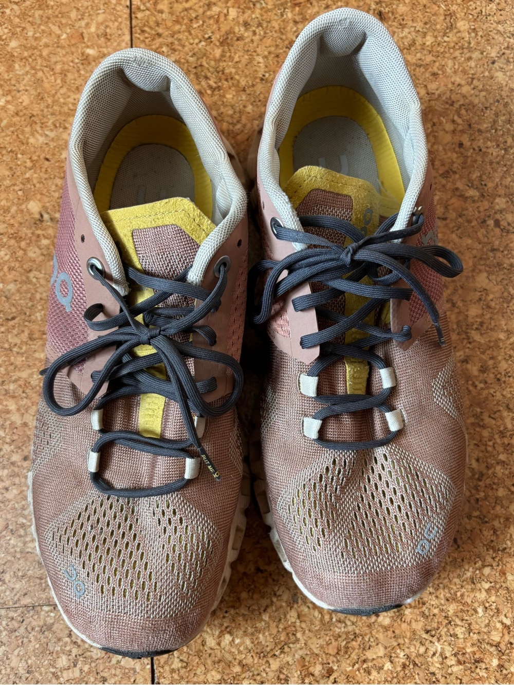 Women's On Cloud Running Sneakers in Dusty Pink and Yellow - Lightweight Comfort